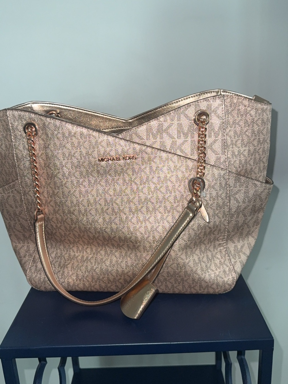 Michael Kors Rose Gold MK Signature Tote